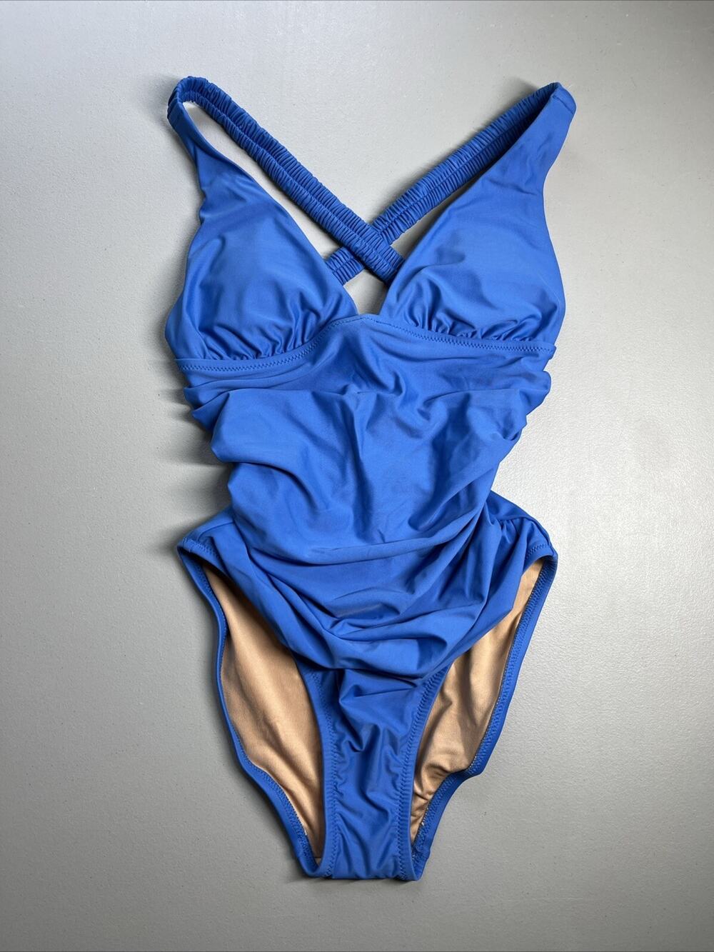 J Crew Scrunchie Strap Plunge One Piece Swimsuit Womens 0 Deep V Suit